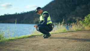 Police Officer writes notes